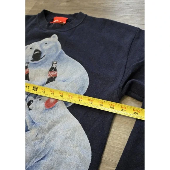 Vintage Coca-Cola Polar Bear Sweatshirt Medium Navy Crewneck 1995 90s - Picture 10 of 12